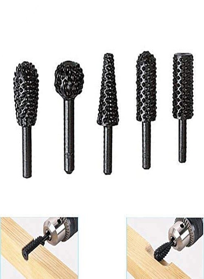 Rangwell 5Pcs/Set High Speed Steel Burr Drill Bit Set Wood Carving Rasps for Dremel Shank Burs Tools Cutting Tool - Image 5